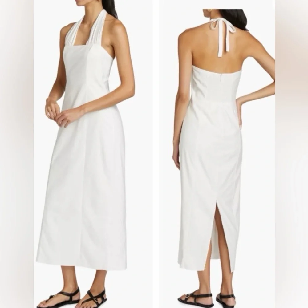 Reformation Bessi Halter Midi Dress White NWT - Picture 2 of 11
